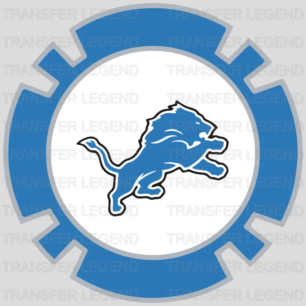 Detroit Lions Gear Cog Crest NFL Design - DTF Heat Transfer