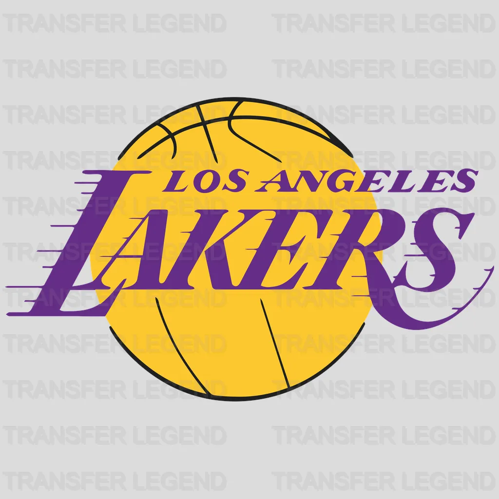 Los Angeles Lakers Wordmark Over Basketball NBA Design - DTF Heat Transfer