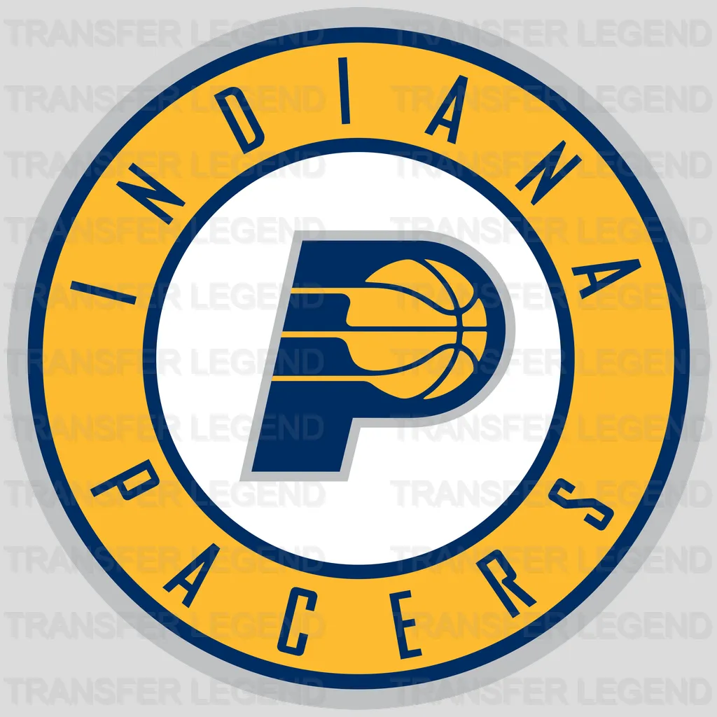 Indiana Pacers Circular Text Badge with “P” Monogram NBA Design - DTF Heat Transfer