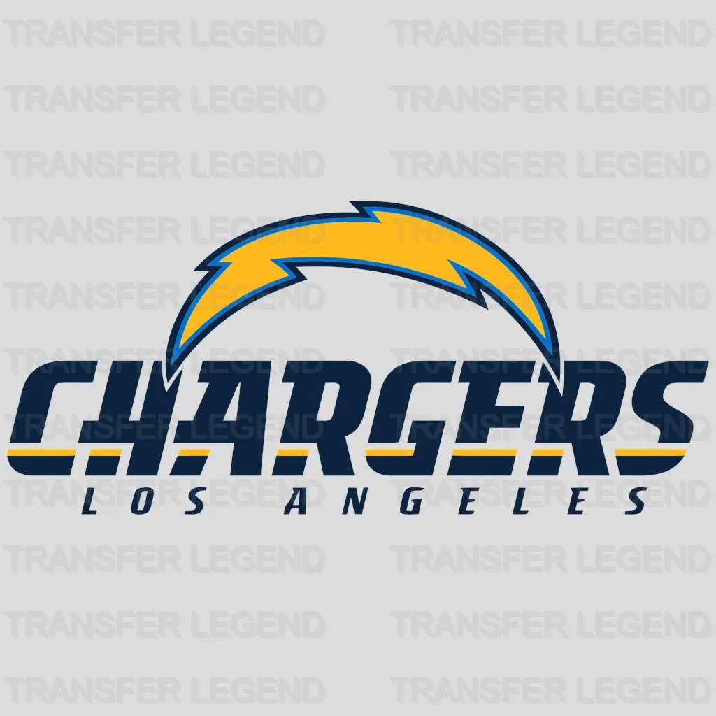 Los Angeles Chargers Horizontal Wordmark with Bolt Stripe NFL Design - DTF Heat Transfer