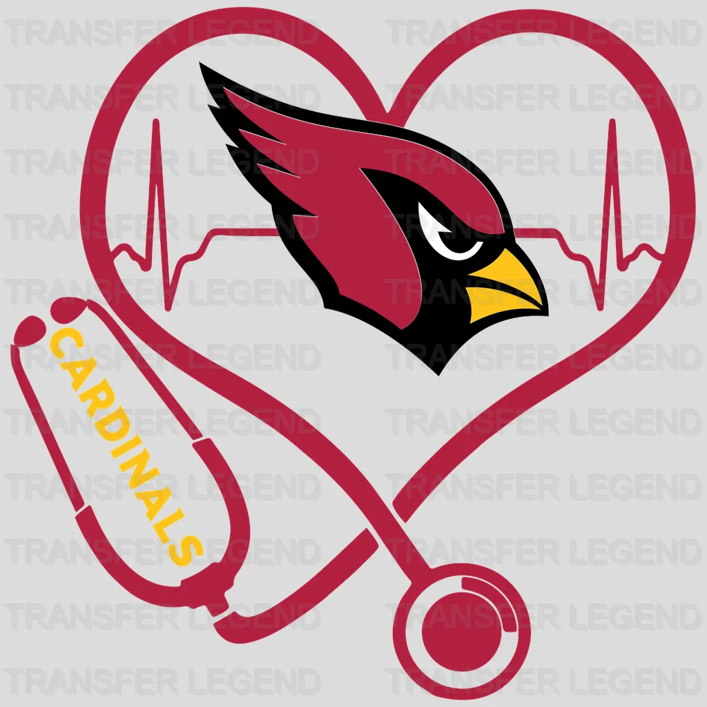 Arizona Cardinals Stethoscope Heart Emblem NFL Design - DTF Heat Transfer