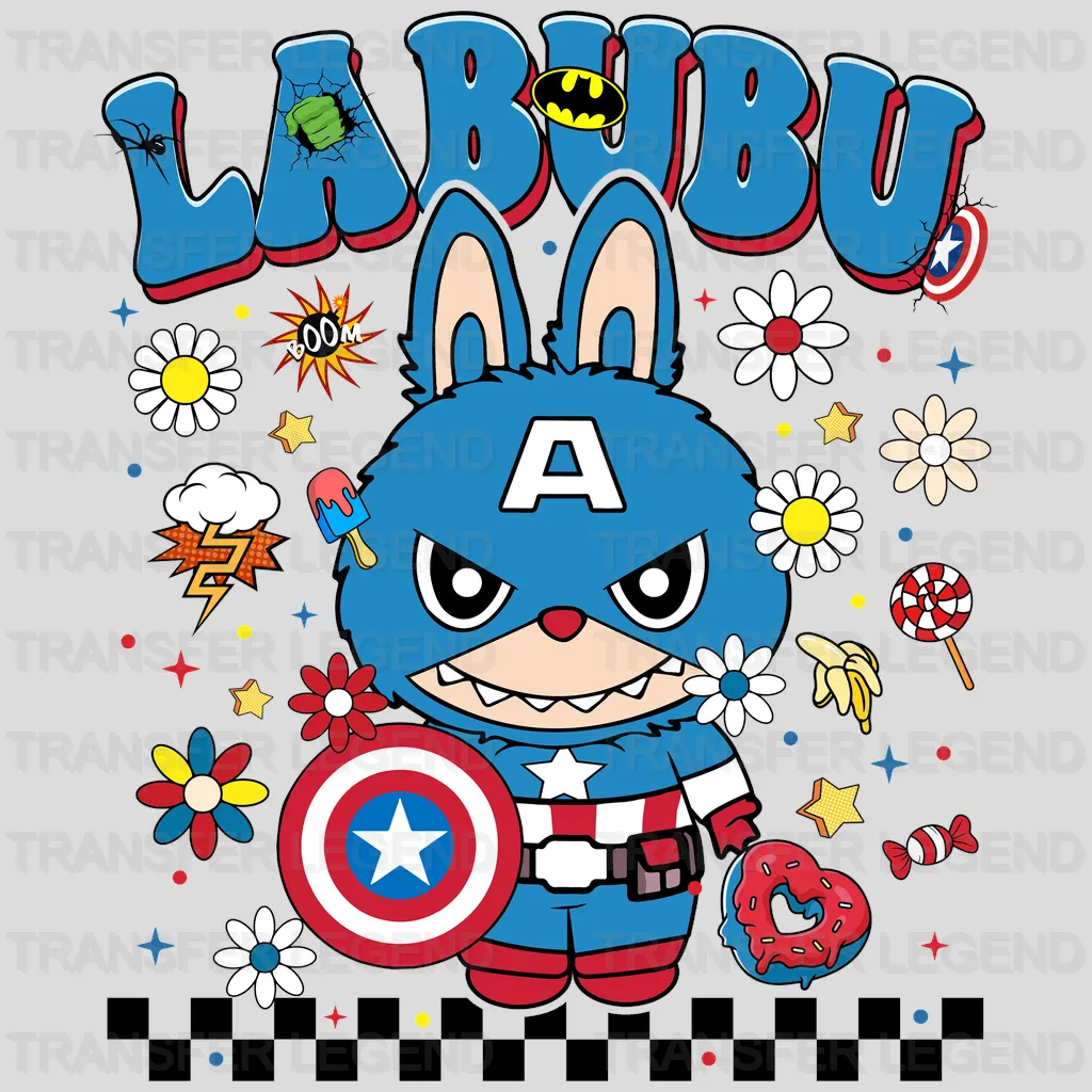 Captain America Labubu Design - DTF Heat Transfers