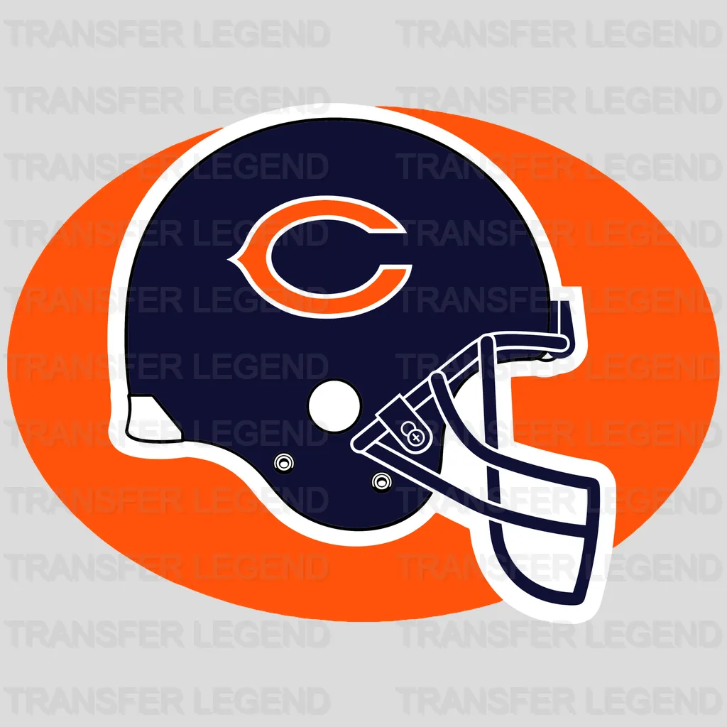 Chicago Bears Side Profile Helmet Silhouette NFL Design - DTF Heat Transfer