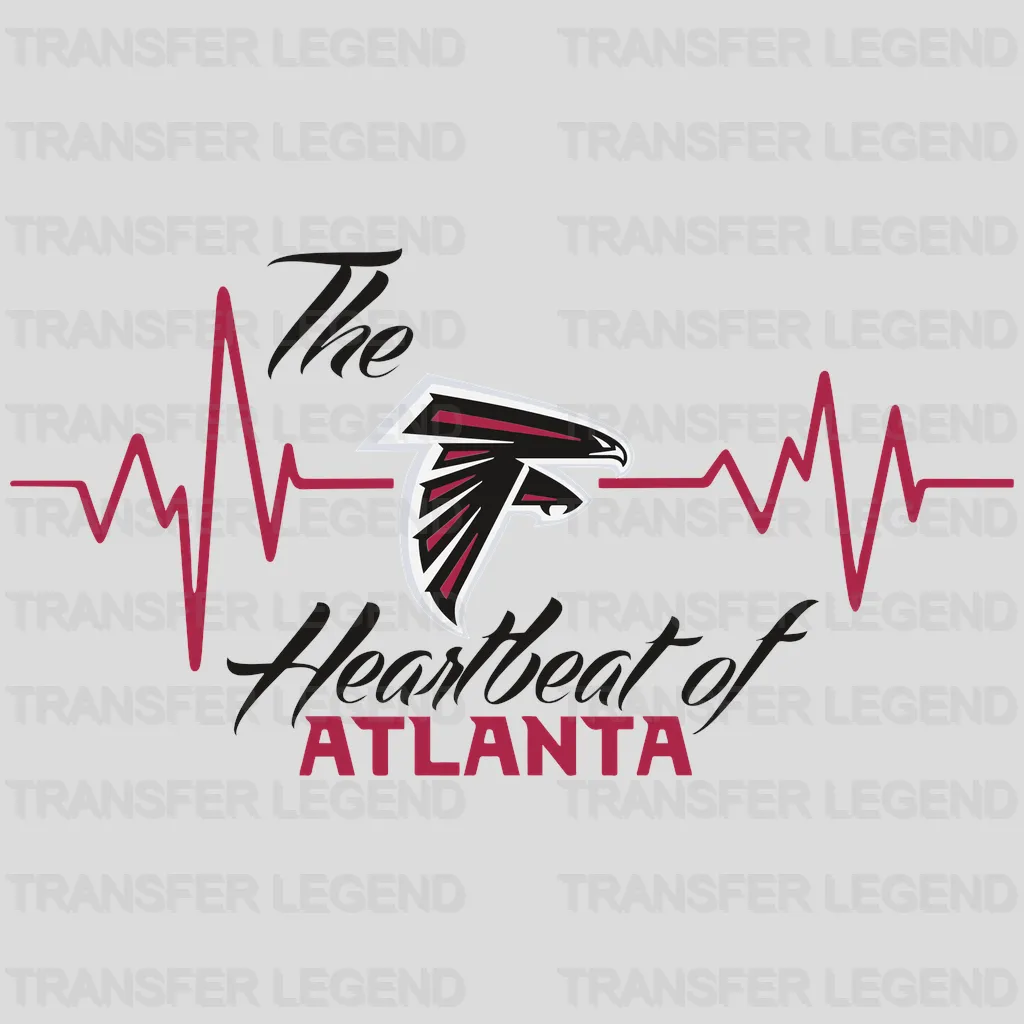 Atlanta Falcons Heartbeat Line Emblem NFL Design - DTF Heat Transfer