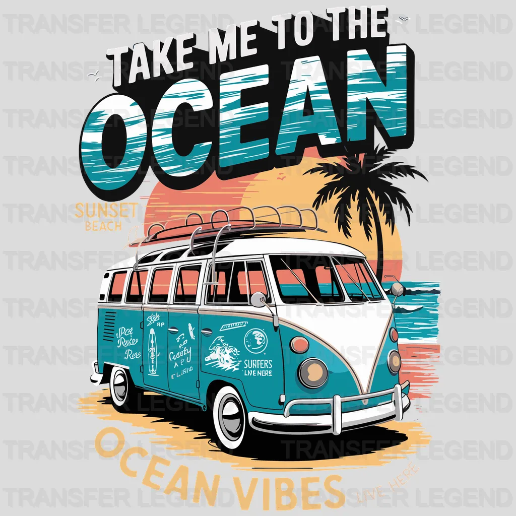 Sunset Beach Surfing Design - DTF Heat Transfers - transferlegend