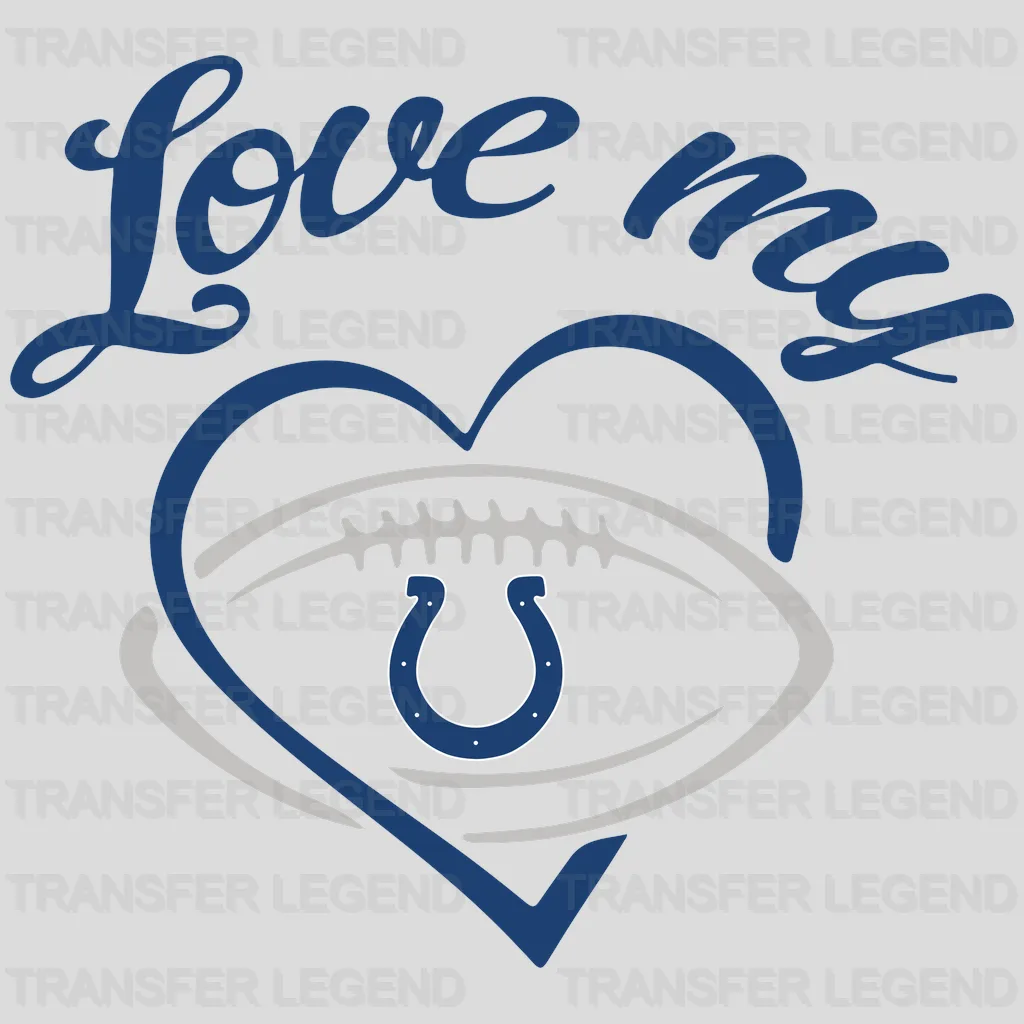 Indianapolis Colts Love My Football Heart NFL Design - DTF Heat Transfer