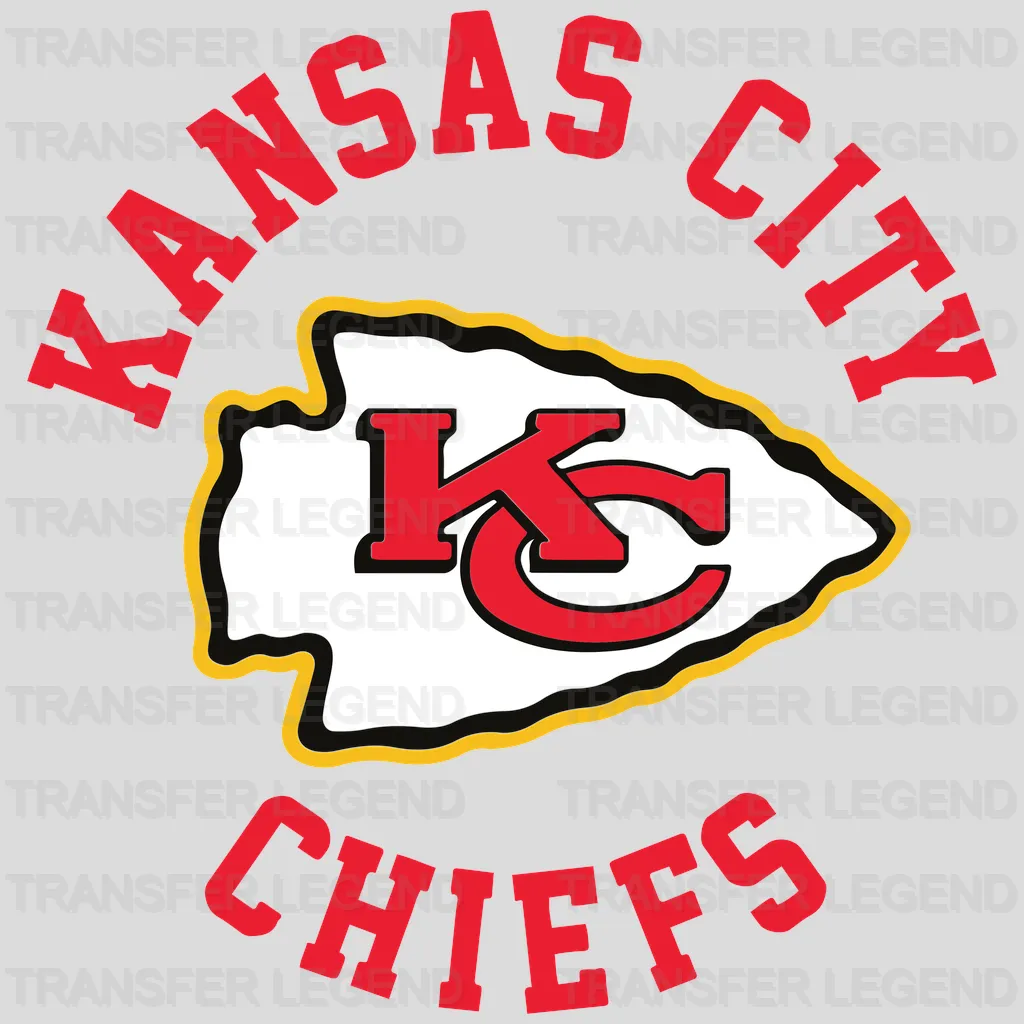 Kansas City Chiefs Circular Text Badge with Arrowhead NFL Design - DTF Heat Transfer