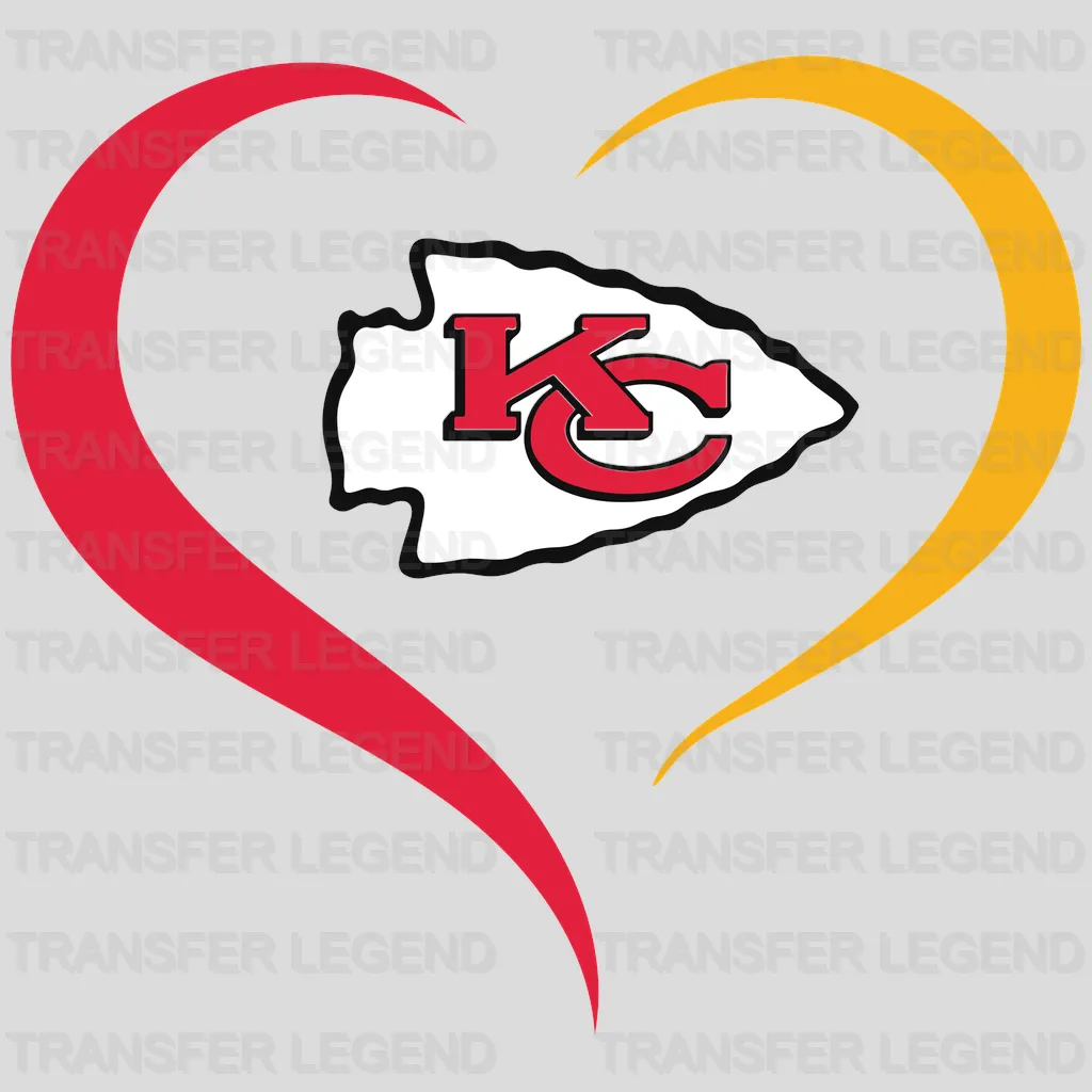 Kansas City Chiefs Heart Arrow Emblem NFL Design - DTF Heat Transfer