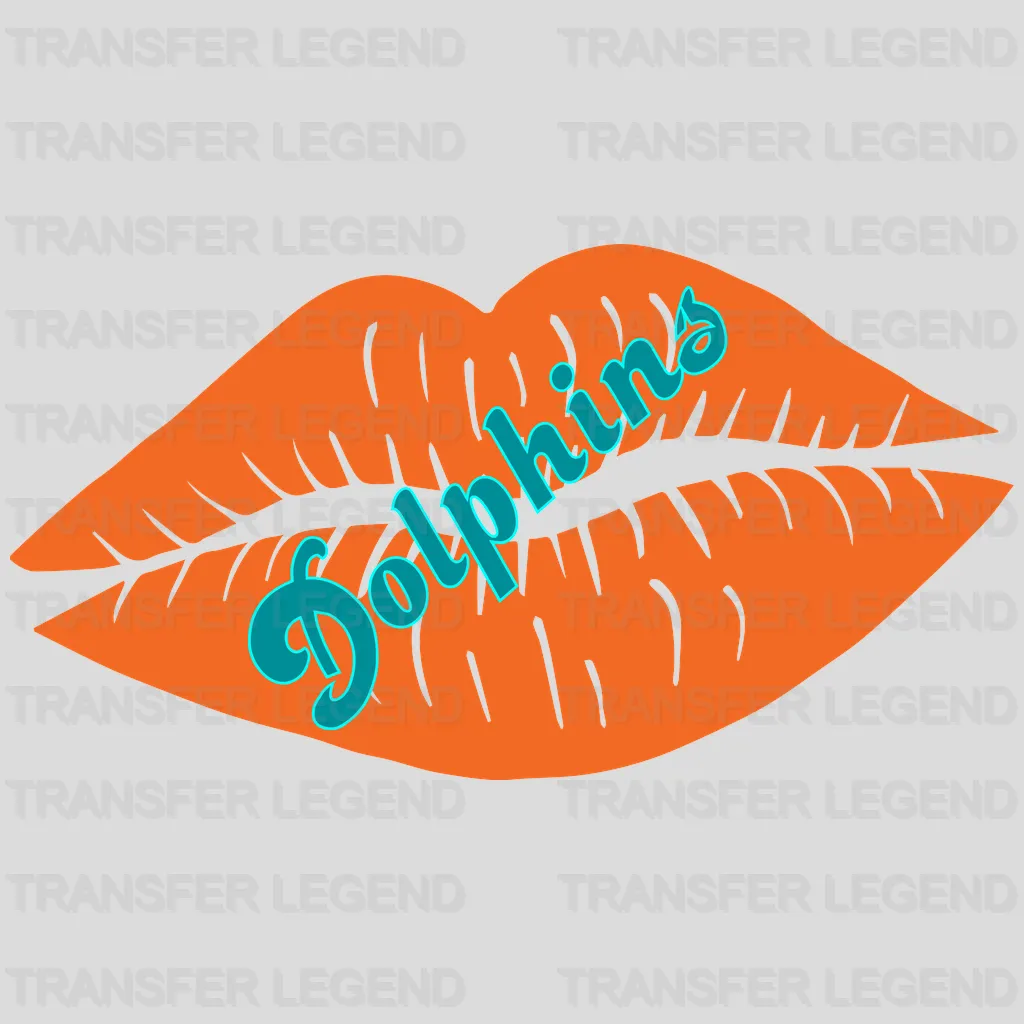 Miami Dolphins Dolphins Kiss Lips Wordmark NFL Design - DTF Heat Transfer
