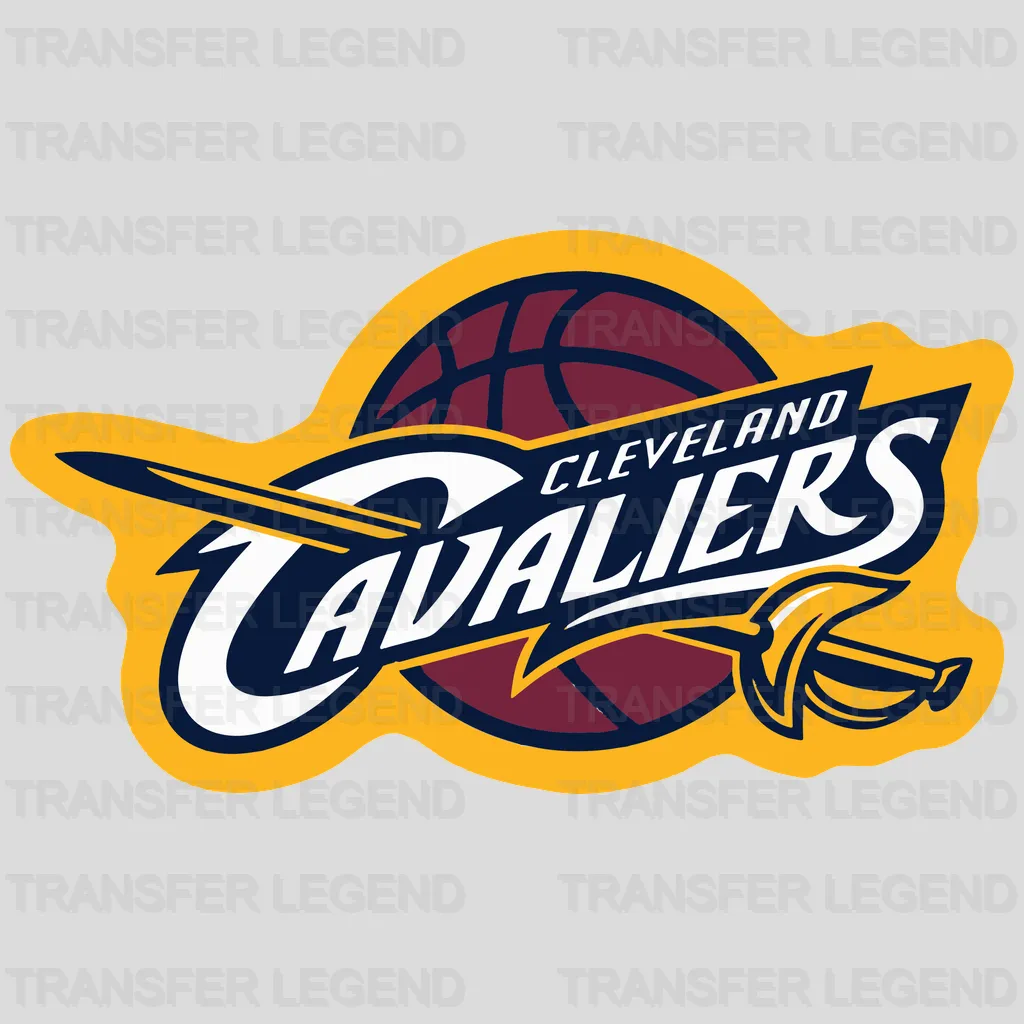 Cleveland Cavaliers Script over Basketball Emblem NBA Design - DTF Heat Transfer