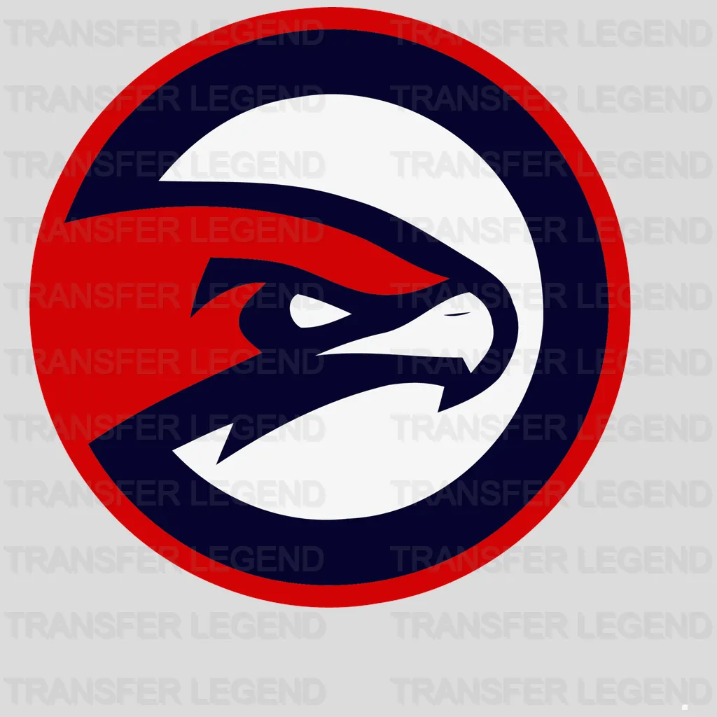 Atlanta Hawks Retro Circle Hawk Head (Red/Navy) NBA Design - DTF Heat Transfer