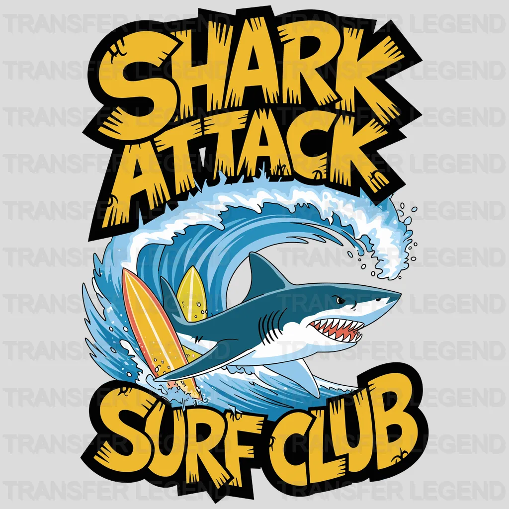 Shark Attack Surfing Design - DTF Heat Transfers - transferlegend