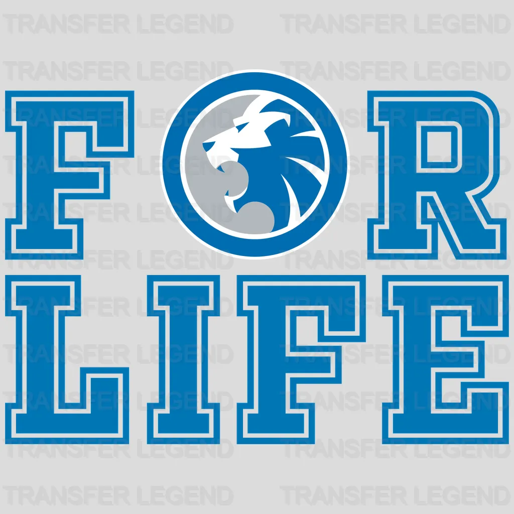Detroit Lions For Life Horizontal Wordmark NFL Design - DTF Heat Transfer