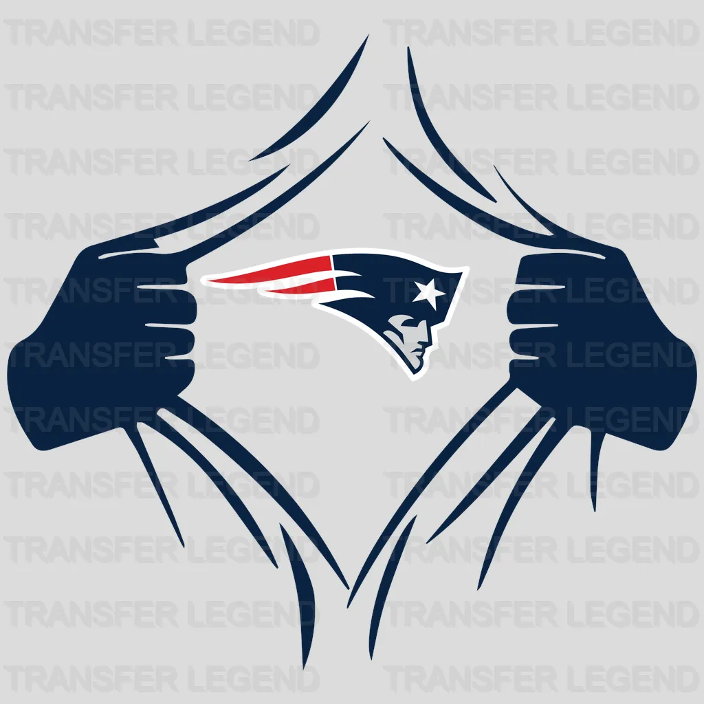 New England Patriots heart-shaped head silhouette fusion, NFL design - DTF Heat Transfer