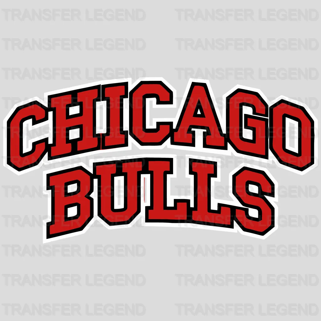 Chicago Bulls Stacked Wordmark (Bold Outline) NBA Design - DTF Heat Transfer
