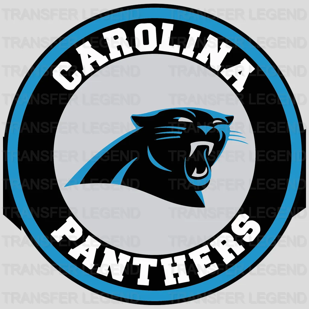 Carolina Panthers Round Text Badge NFL Design - DTF Heat Transfer