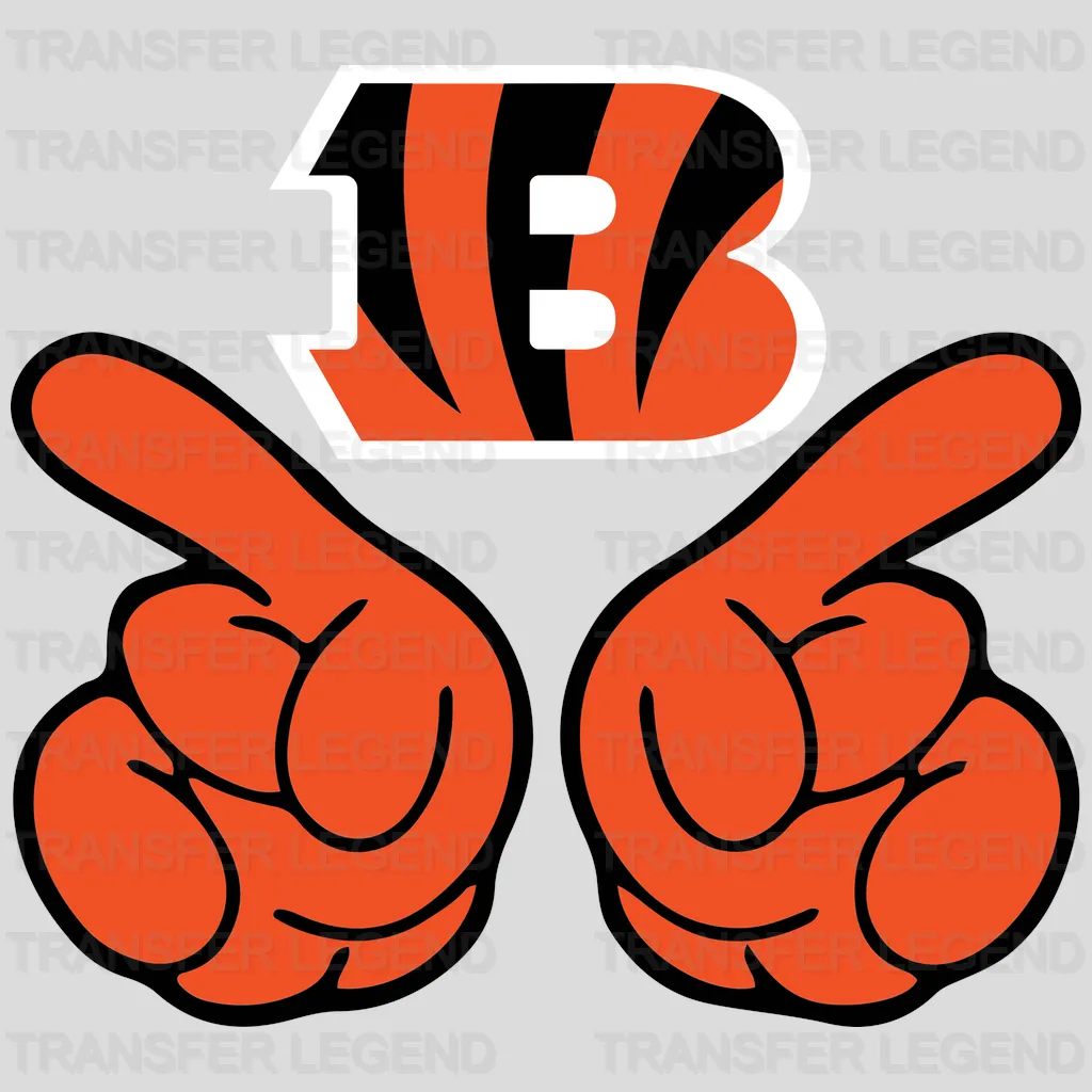 Cincinnati Bengals Dual Pointing Hands NFL Design - DTF Heat Transfer