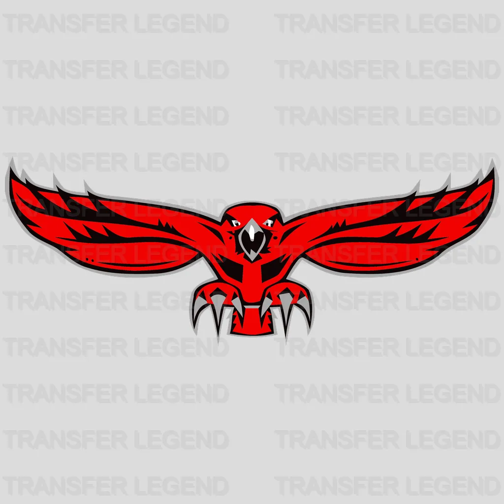Atlanta Hawks Horizontal Soaring Hawk (Red/Black) NBA Design - DTF Heat Transfer