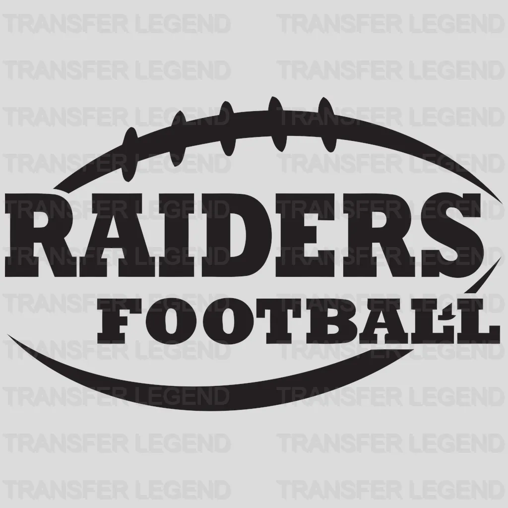 Las Vegas Raiders subtle helmet silhouette above faded “Raiders Football” text, NFL design - DTF Heat Transfer