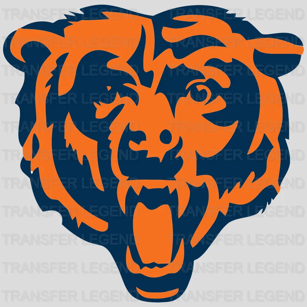 Chicago Bears Roaring Bear Head Emblem NFL Design - DTF Heat Transfer