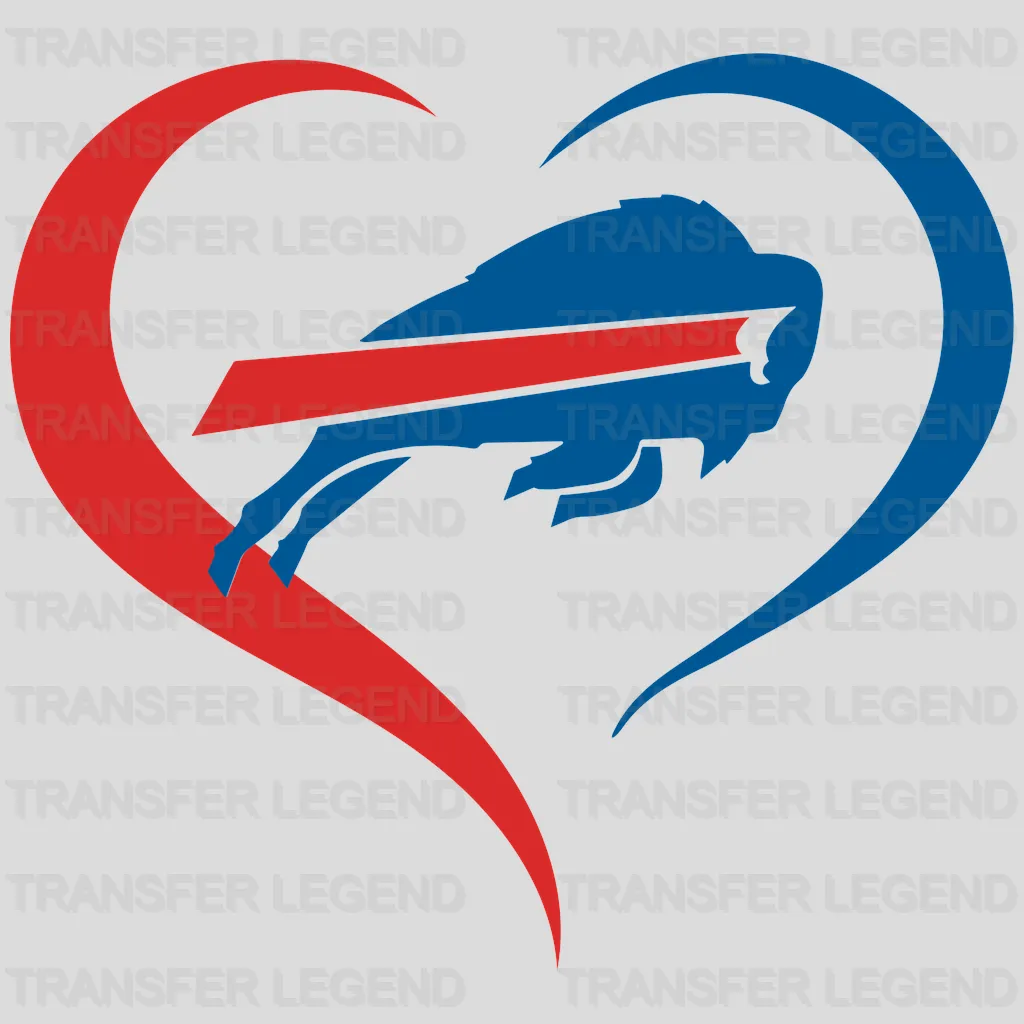 Buffalo Bills Floral Heart Ornament NFL Design - DTF Heat Transfer