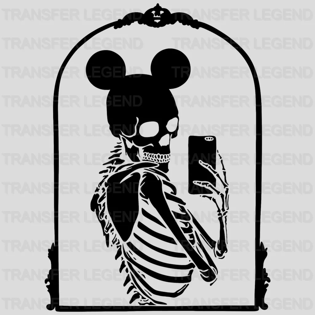Skeleton Selfie With Mick Ears Design - DTF heat transfer - transferlegend