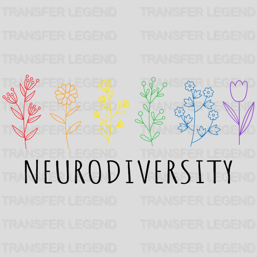Flowers Neurodiversity Autim Awareness Design - DTF heat transfer - transferlegend
