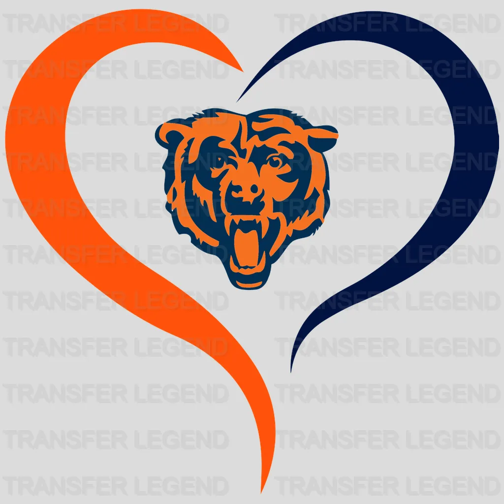 Chicago Bears Heart Swirl Emblem NFL Design - DTF Heat Transfer