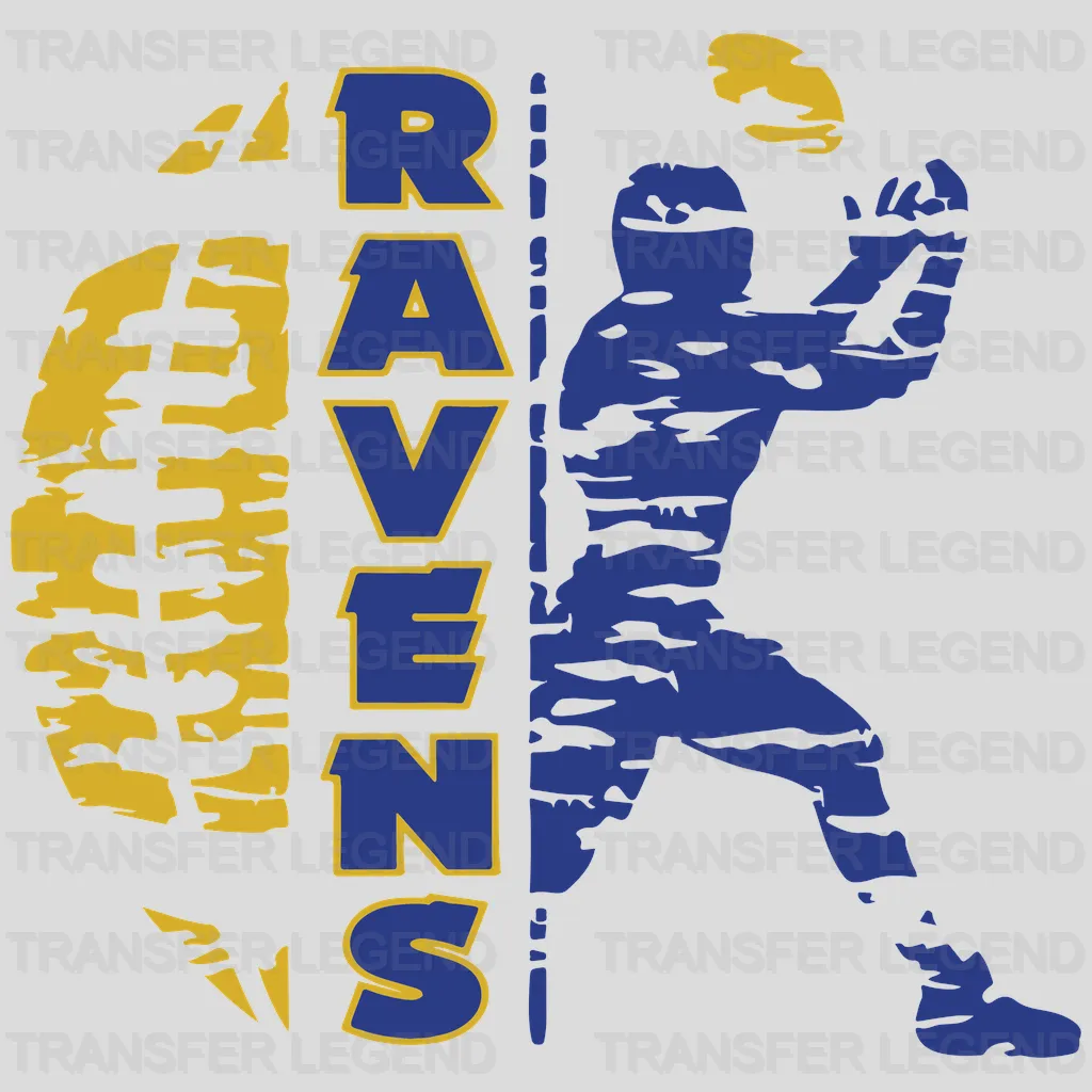 Baltimore Ravens Maryland Outline & Player Silhouette NFL Design - DTF Heat Transfer