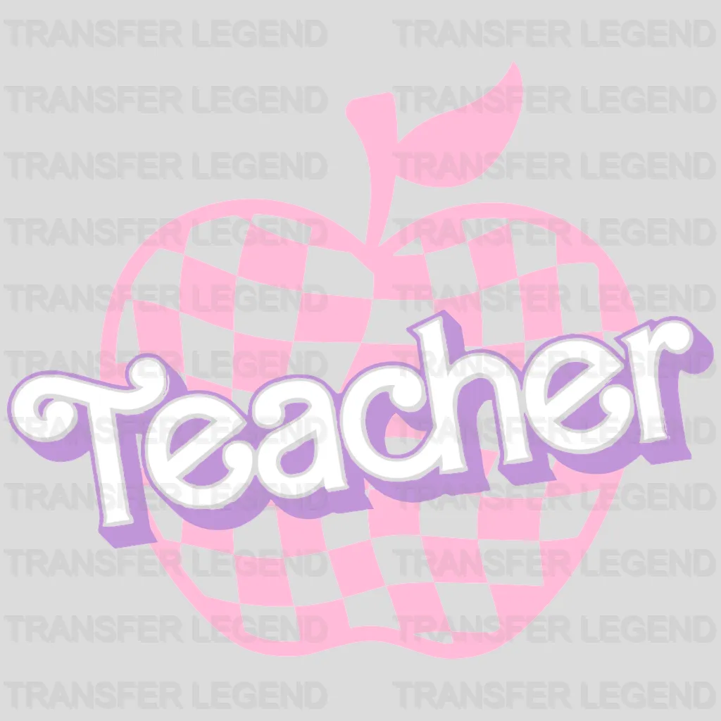 Teacher Checkered Apple 100 Days Of School Design - DTF heat transfer - transferlegend