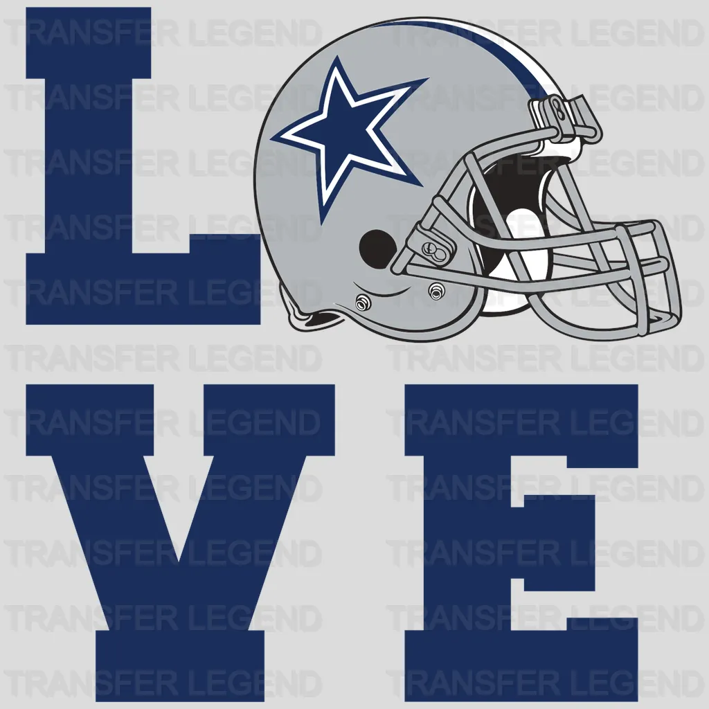 Dallas Cowboys Love Helmet Wordmark NFL Design - DTF Heat Transfer