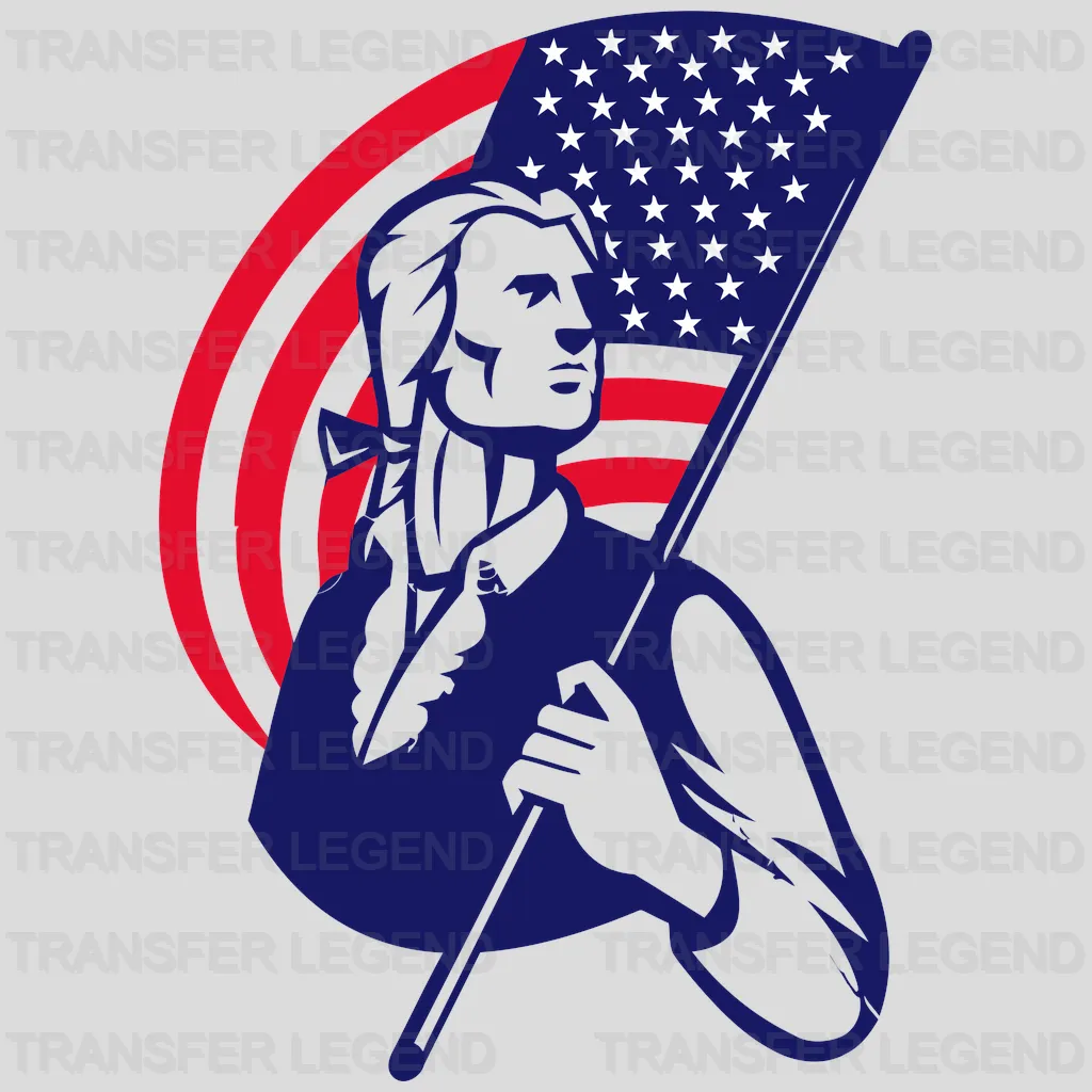 New England Patriots patriotic player silhouette raising flag, NFL design - DTF Heat Transfer