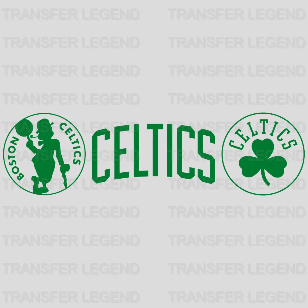 Boston Celtics Icons Strip (Celtics + Shamrock Badges) NBA Design - DTF Heat Transfer