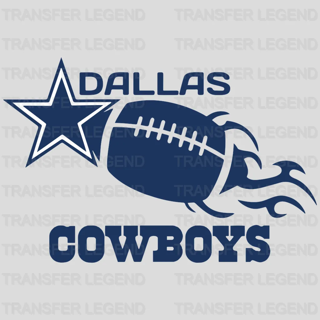 Dallas Cowboys Heartbeat Football Star Logo NFL Design - DTF Heat Transfer