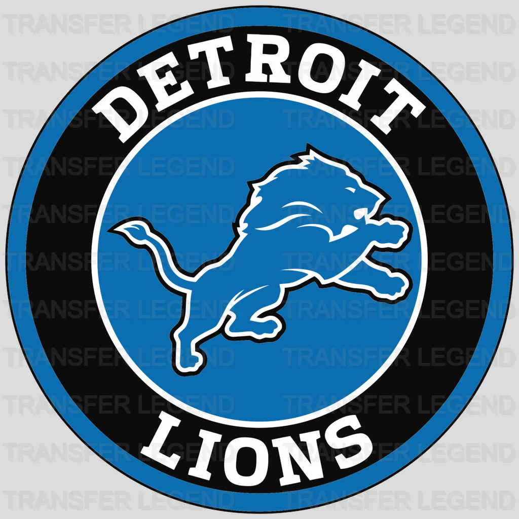 Detroit Lions Abstract Lion Circle Crest NFL Design - DTF Heat Transfer
