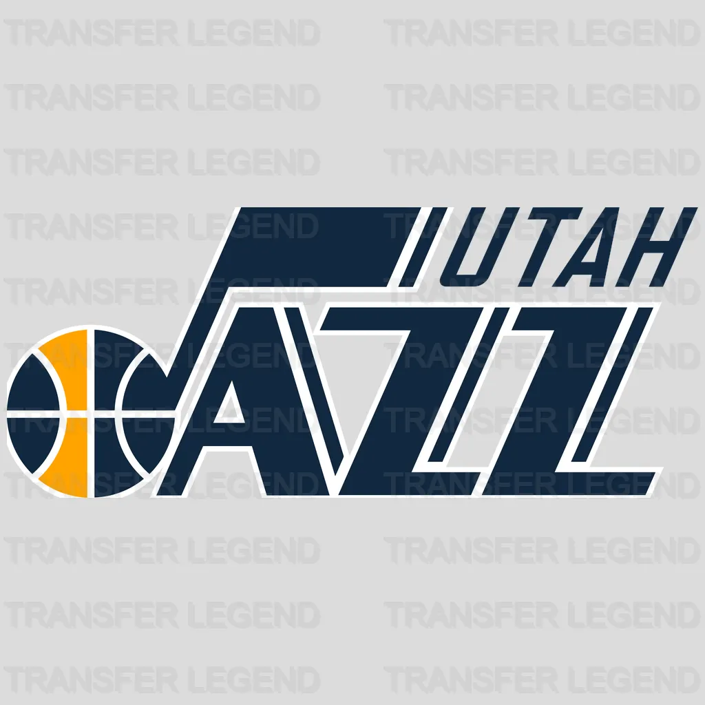Utah Jazz Slanted “JAZZ” Wordmark with Basketball NBA Design - DTF Heat Transfer