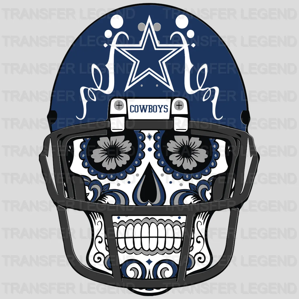 Dallas Cowboys Sugar‑Skull Emblem NFL Design - DTF Heat Transfer