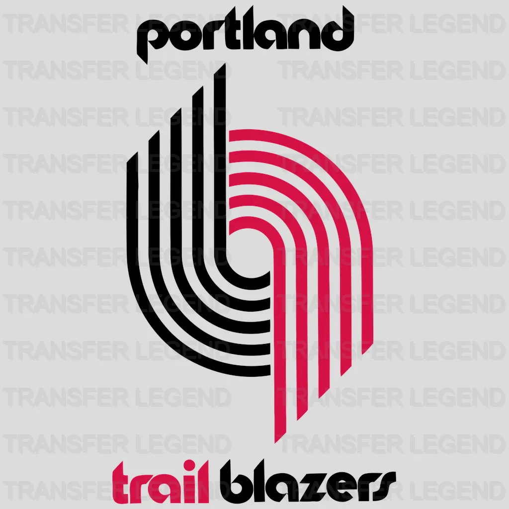 Portland Trail Blazers Vertical Badge with Pinwheel & Stacked Text NBA Design - DTF Heat Transfer