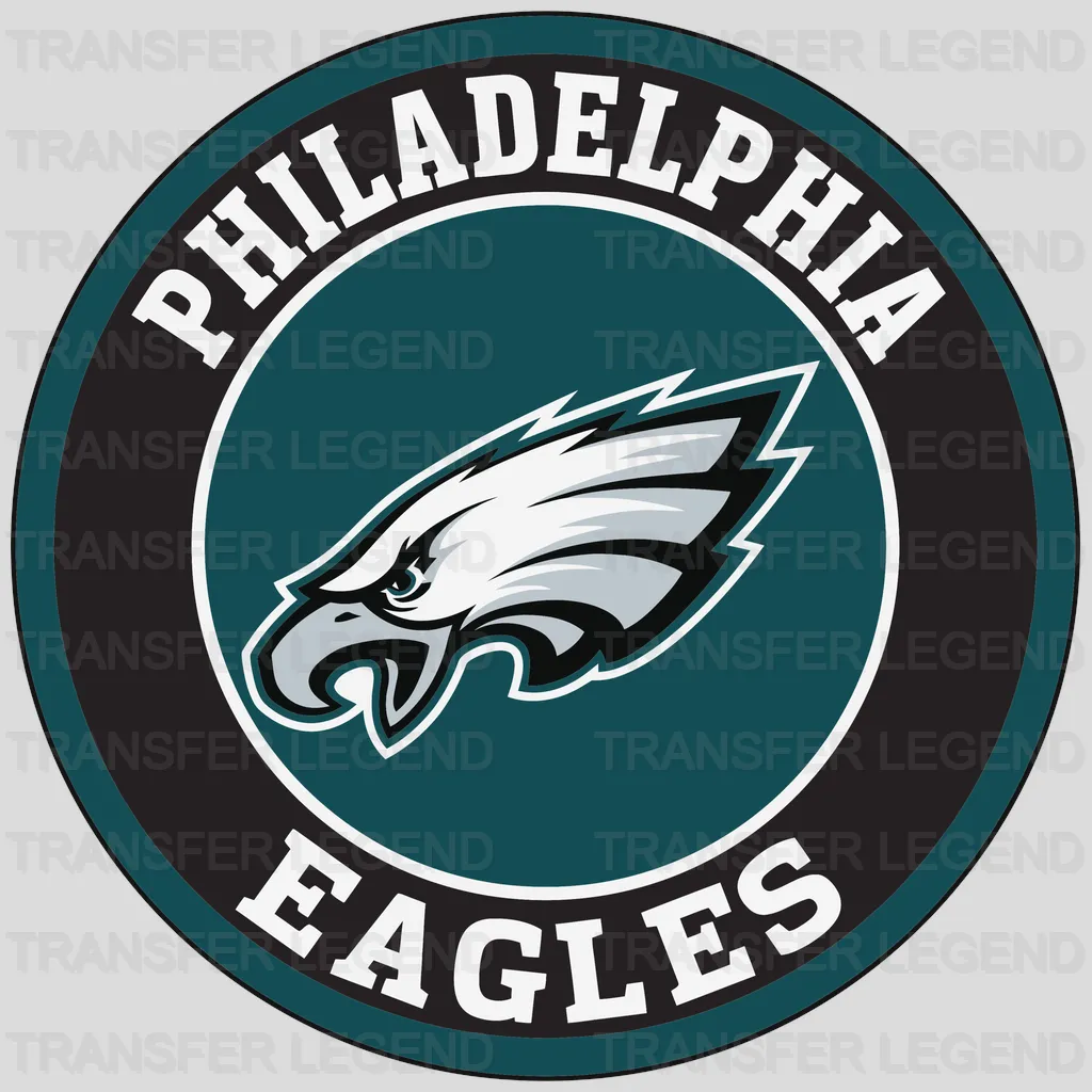 Philadelphia Eagles round crest with team name and eagle head, NFL design - DTF Heat Transfer