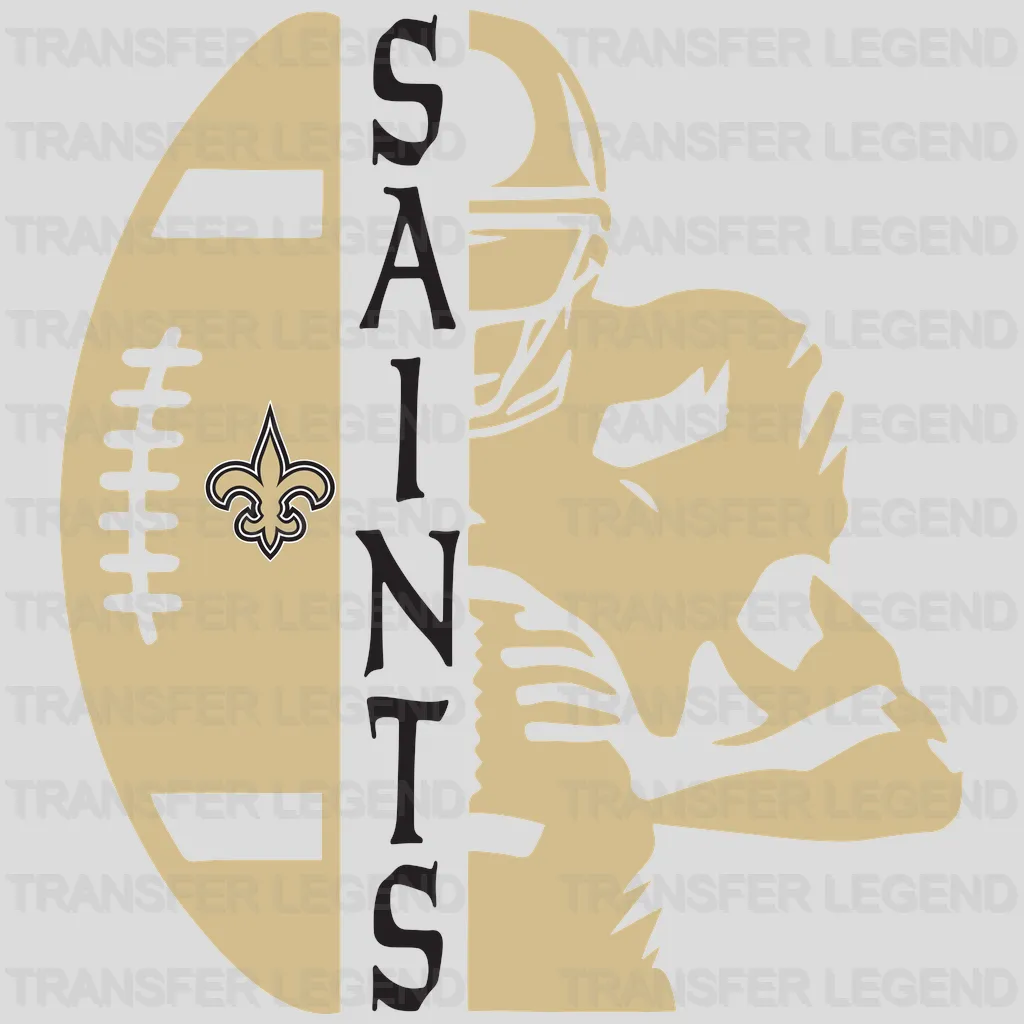 New Orleans Saints stethoscope shaped into fleur‑de‑lis heart, NFL design - DTF Heat Transfer