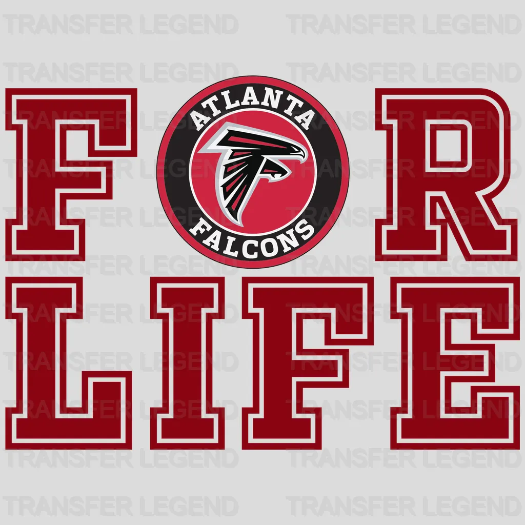 Atlanta Falcons For Life Wordmark with Badge NFL Design - DTF Heat Transfer