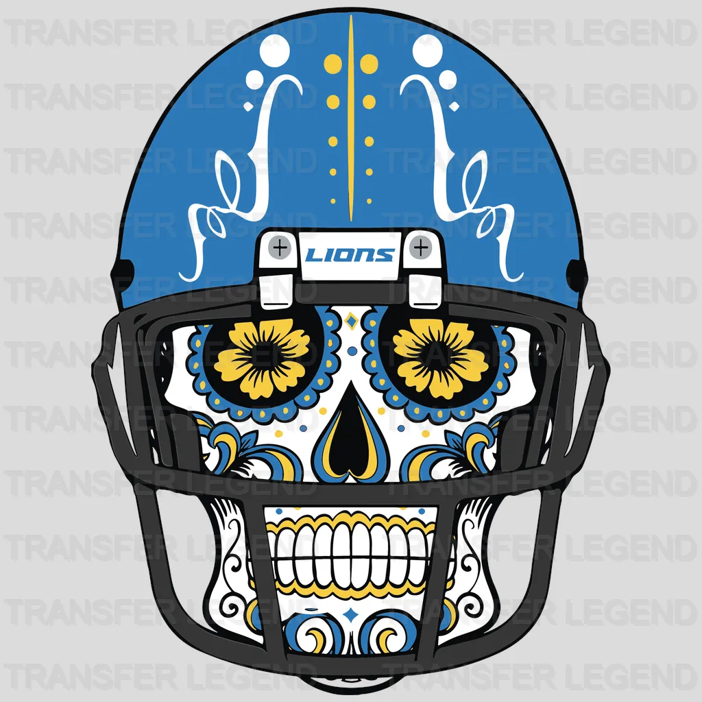 Detroit Lions Sugar‑Skull Helmet NFL Design - DTF Heat Transfer