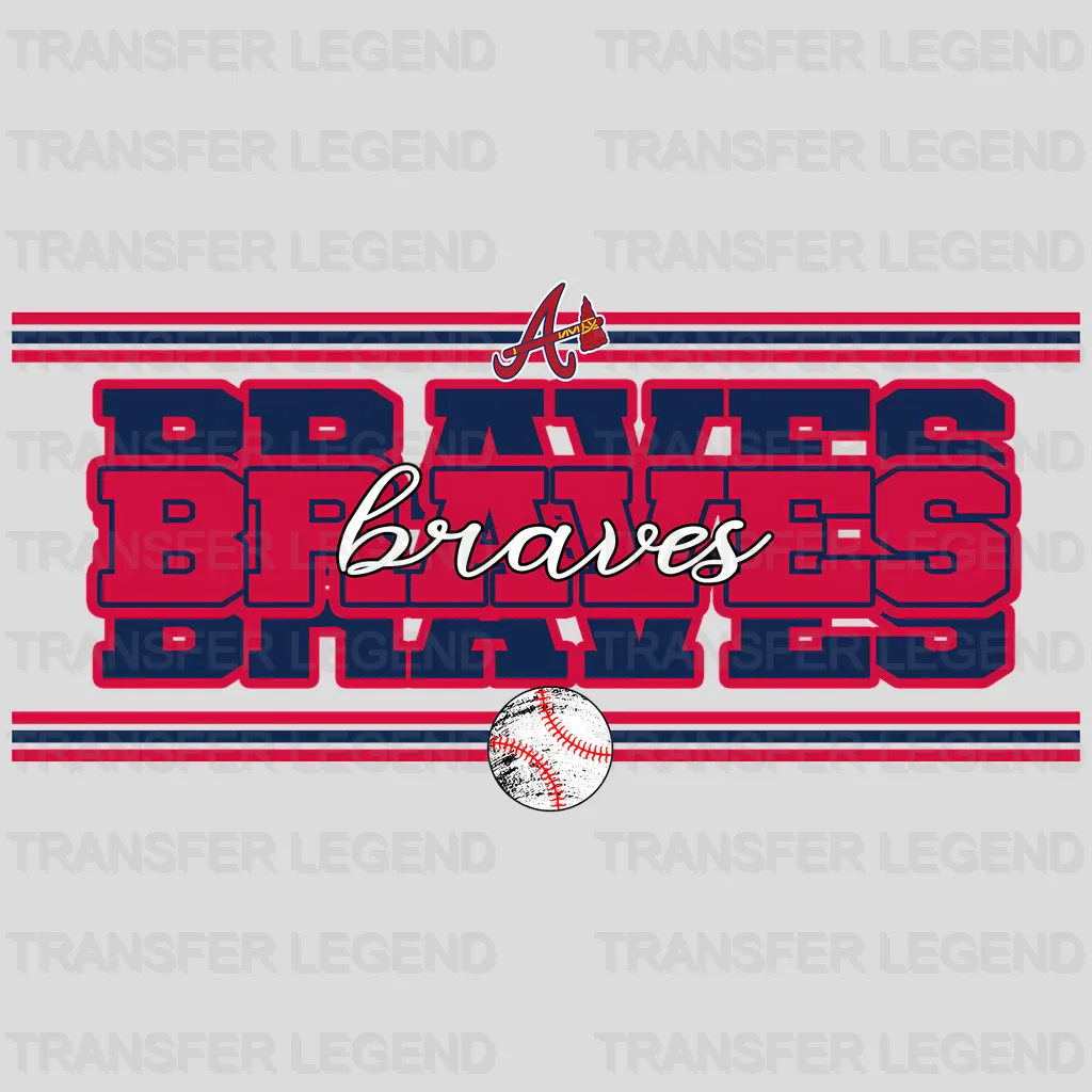 Atlanta Braves MLB Text Logo Strip Banner - DTF Iron On Transfer