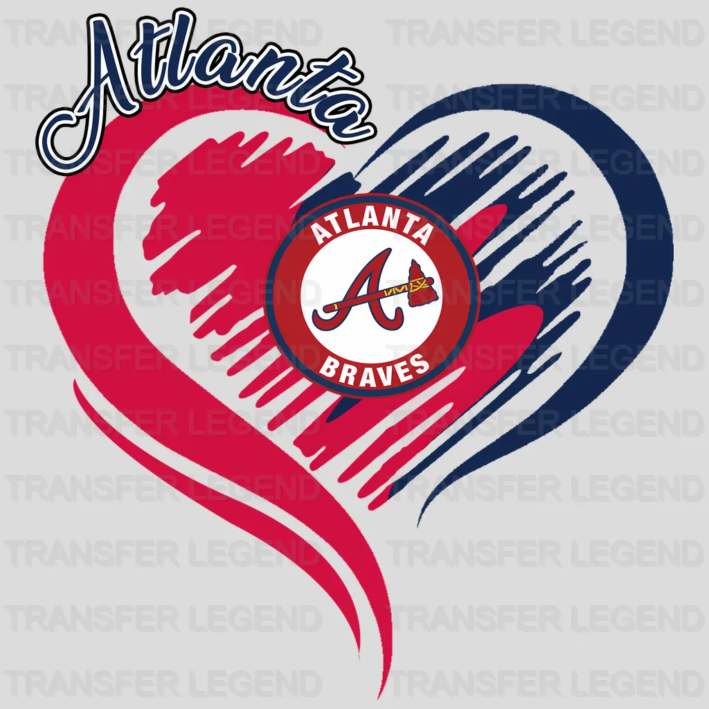 Atlanta Braves MLB Swirl Heart Shape Artistic Logo - DTF Iron On Transfer