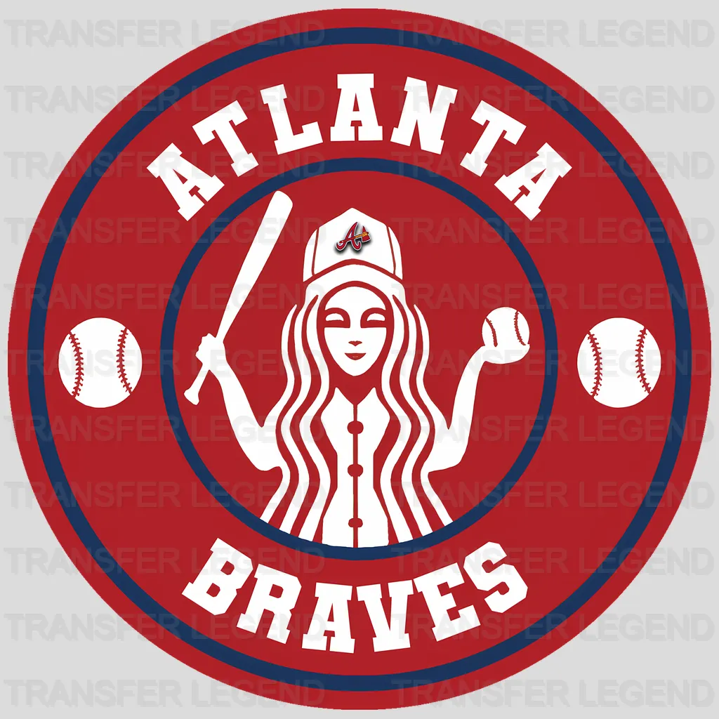 Atlanta Braves MLB Circle Badge Girl Silhouette Logo - DTF Iron On Transfer