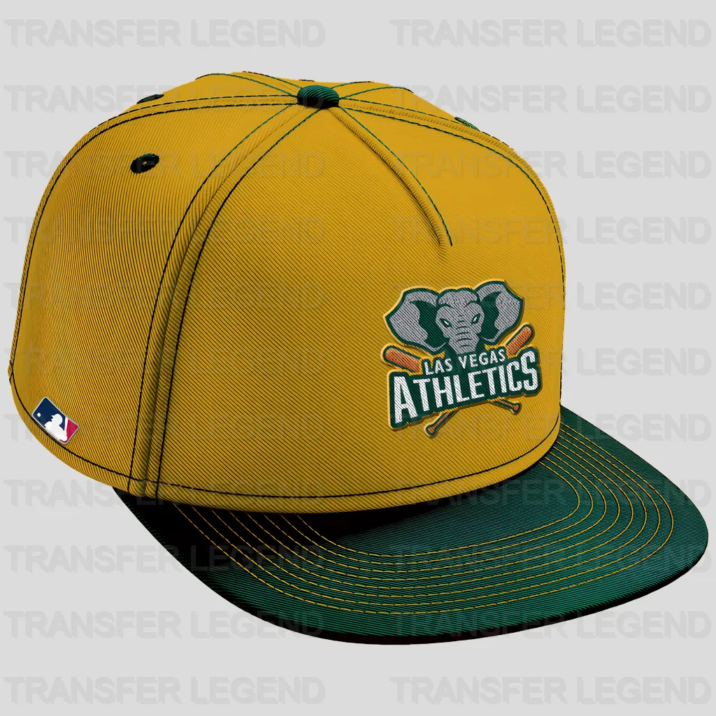 Oakland Athletics MLB Realistic Gold Cap Hat Mockup - DTF Iron On Transfer
