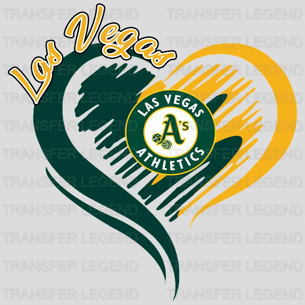 Oakland Athletics MLB Swirl Heart Shape Artistic Logo - DTF Iron On Transfer