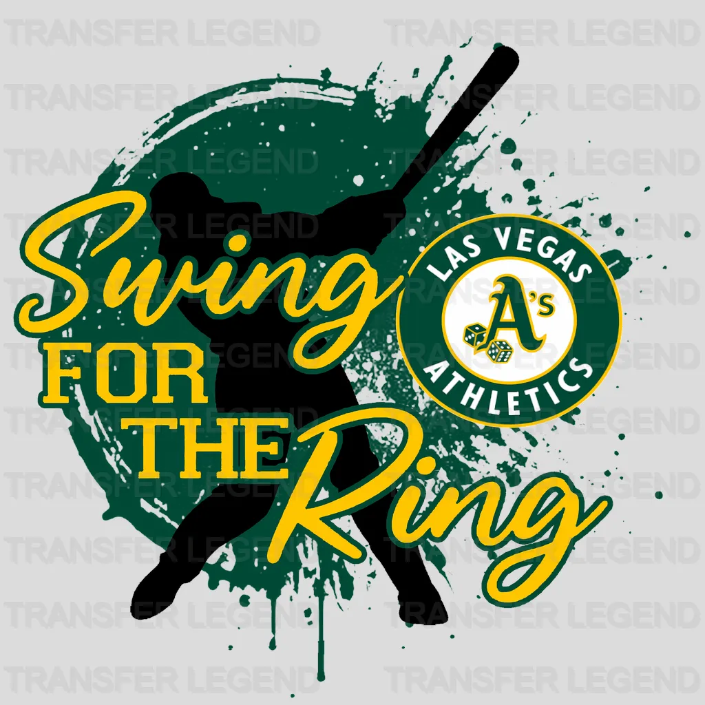 Oakland Athletics MLB Swing For The Ring DTF Iron On Transfer