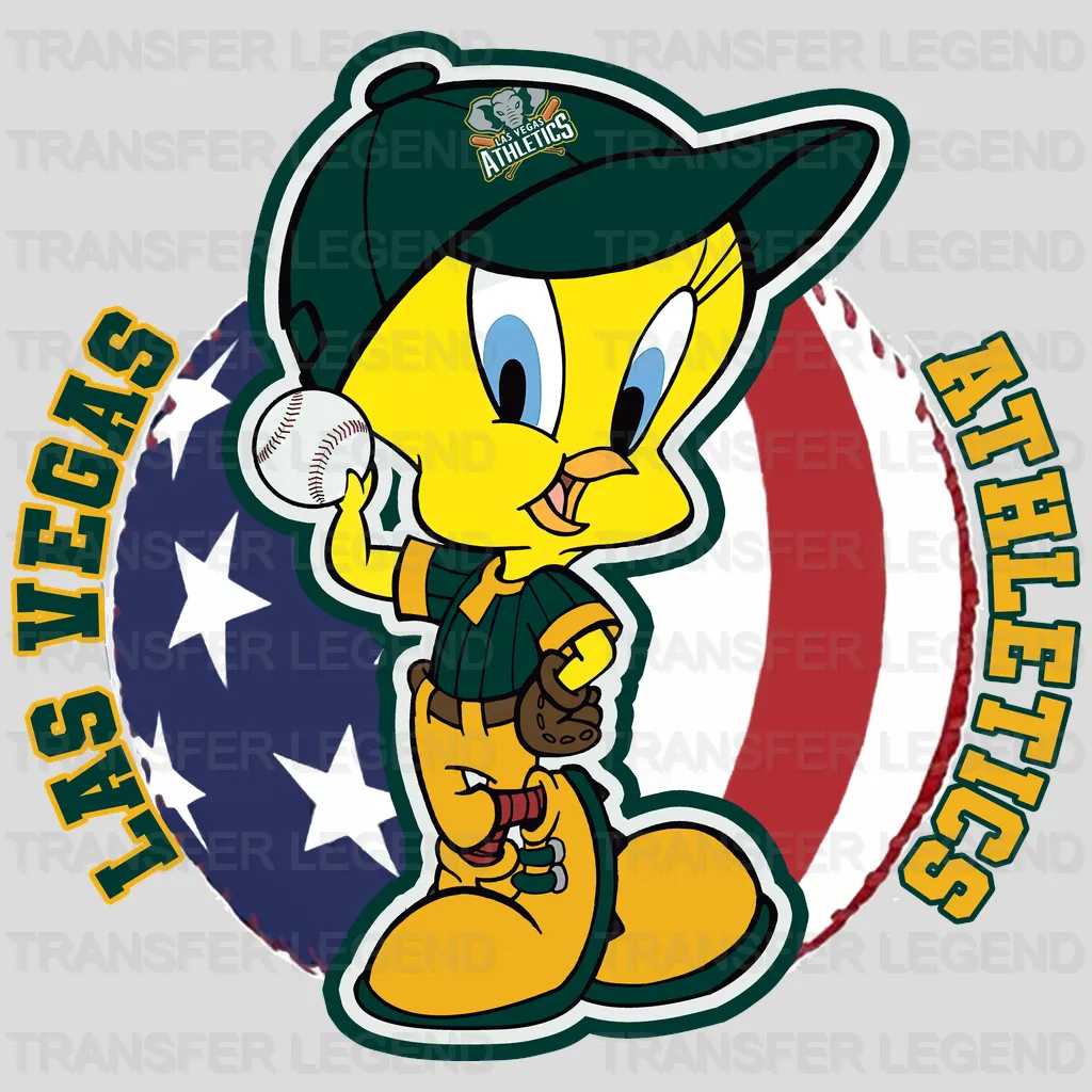 Oakland Athletics MLB Tweety Bird Cartoon Character - DTF Iron On Transfer