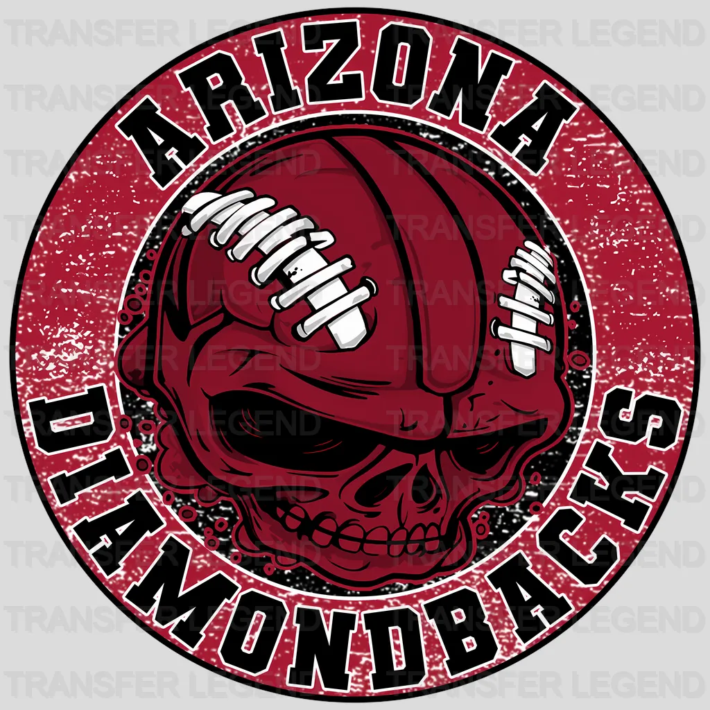 Arizona Diamondbacks MLB Red Skull With Helmet Art - DTF Iron On Transfer